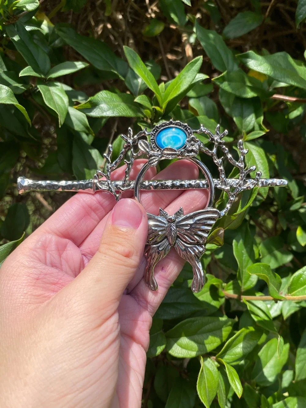 Cottagecore Silver Tone Butterfly Hair Accessory with hair Pin NWT